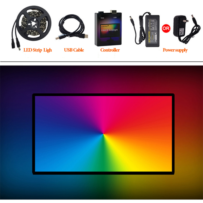 DC5V WS2812B Digital Dream Color Ambilight Display Synchronization Computer Computer Screen Backlighting Addressable LED Light Strip Kit DC5V WS2812B Digital Dream Color Ambilight Display Synchronization Computer Computer Screen Backlighting Addressable LED Light Strip Kit